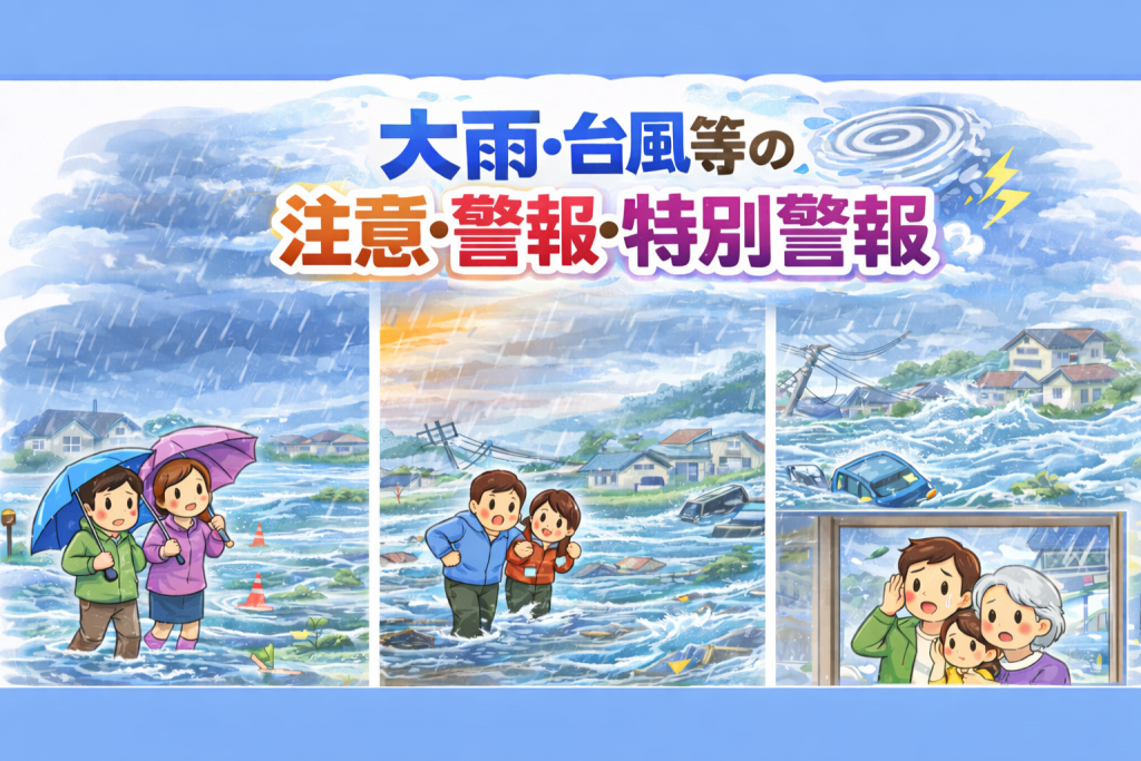 【お知らせ】大雨・台風等の「注意報・警報・特別警報について」