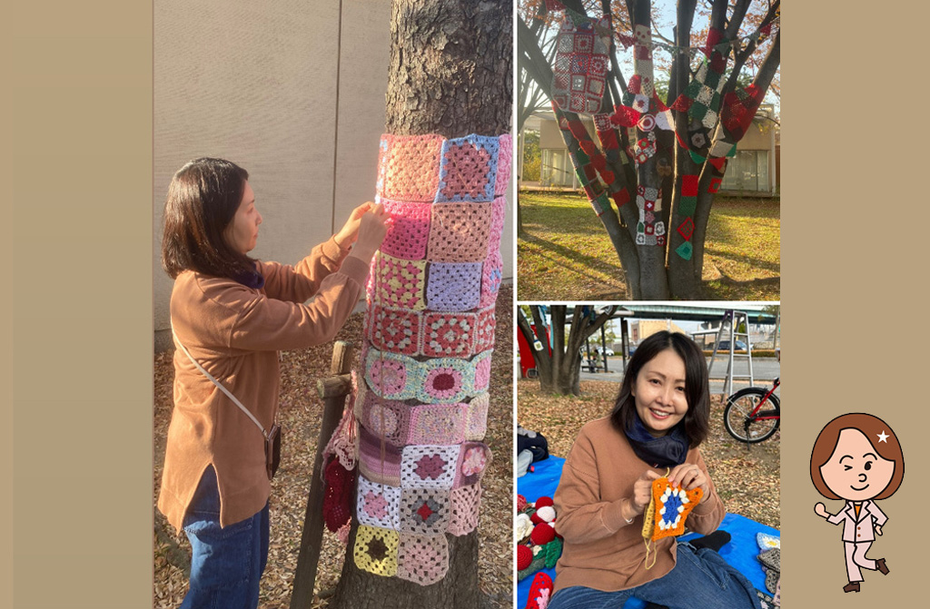 【こんなイベントに参加】潮芦屋でヤーンボミングの飾り付け（12月7日）