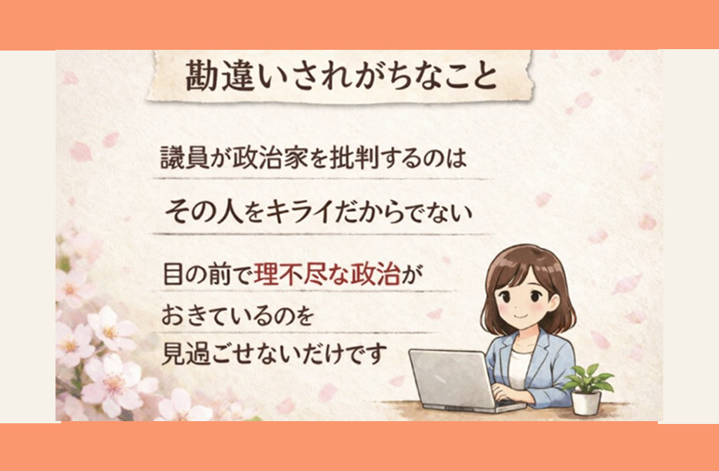 議員が政治家を批判する理由、好き嫌いではなく政治の在り方を問うという責任